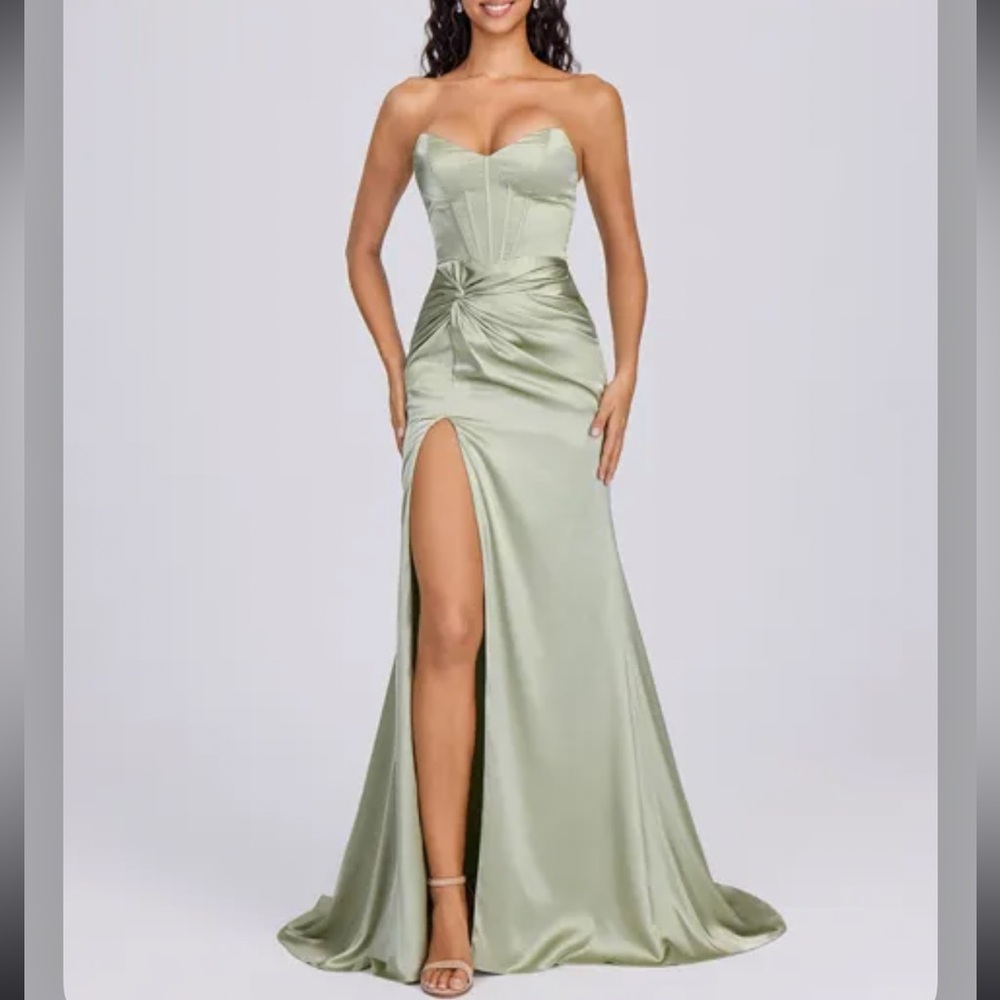 Satin Sage Green formal Dress